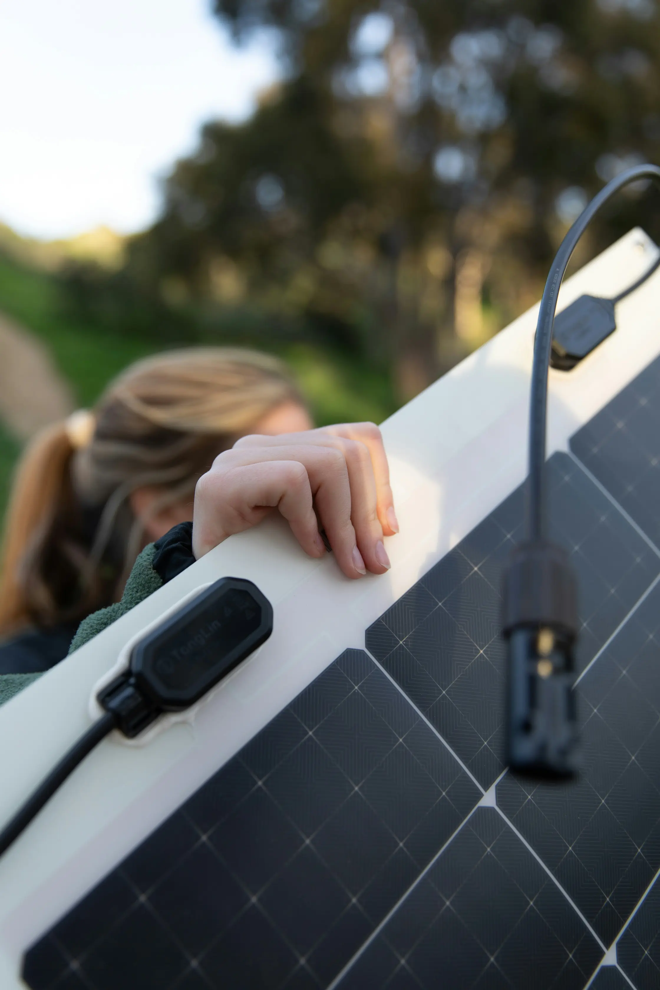 Supplier carrying a portable solar panel kit